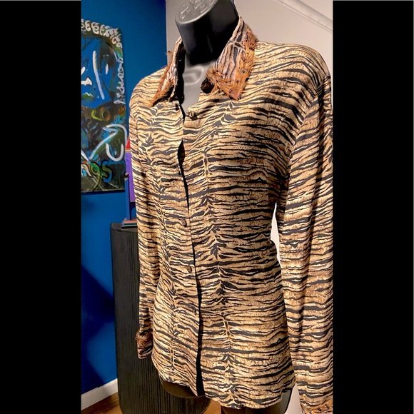 Vintage Tiger Stripe Silk Blouse - Picture 4 of 8